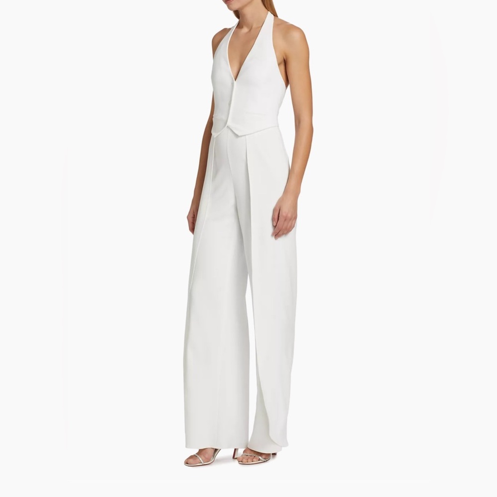 Alice + Olivia Robin Mixed-Media Halterneck Jumpsuit - Picture 4 of 11